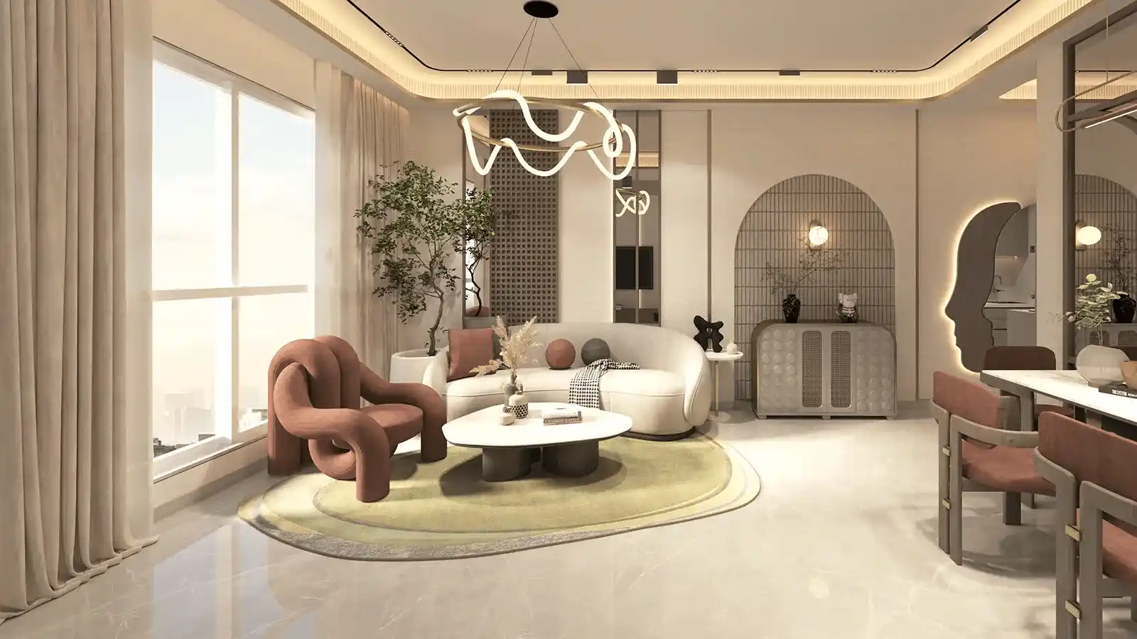 Luxury living room design at Adarsh Palm Acres villas
